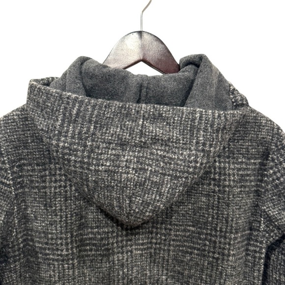 THAKOON Women's Charcoal Wool‎ Blend Hooded Plaid Pattern Coat Size S - Picture 8 of 13